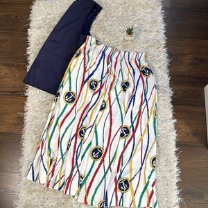 EUC Peter Popovitch Coastal Nautical Cotton Midi Skirt Small